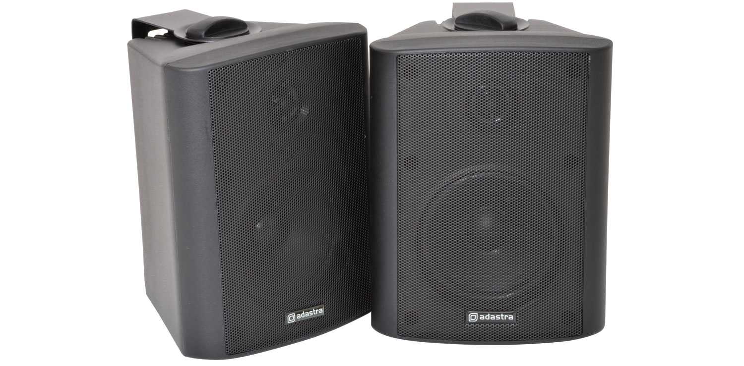 Black Wall Speakers Set Pair Weatherproof Outdoor Garden Background Music