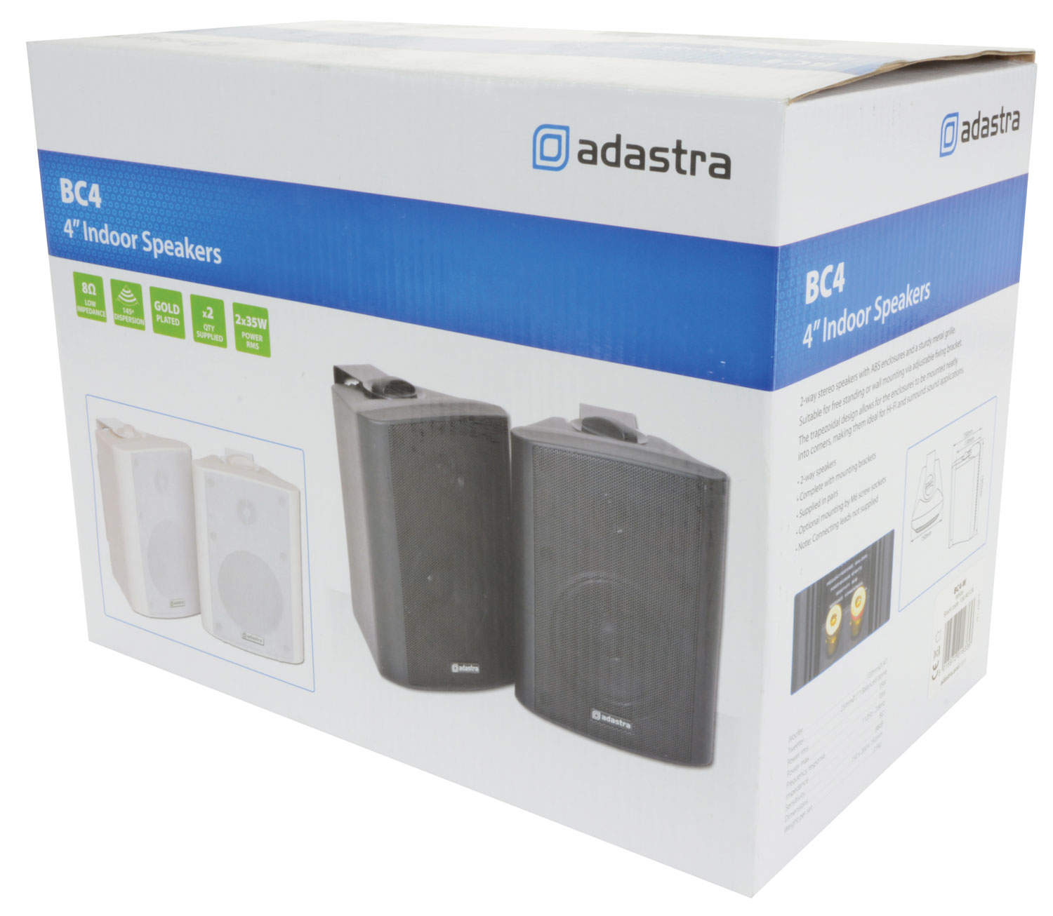 Adastra Bc4-b Bc4b 4inch Stereo Speakers Black Pair