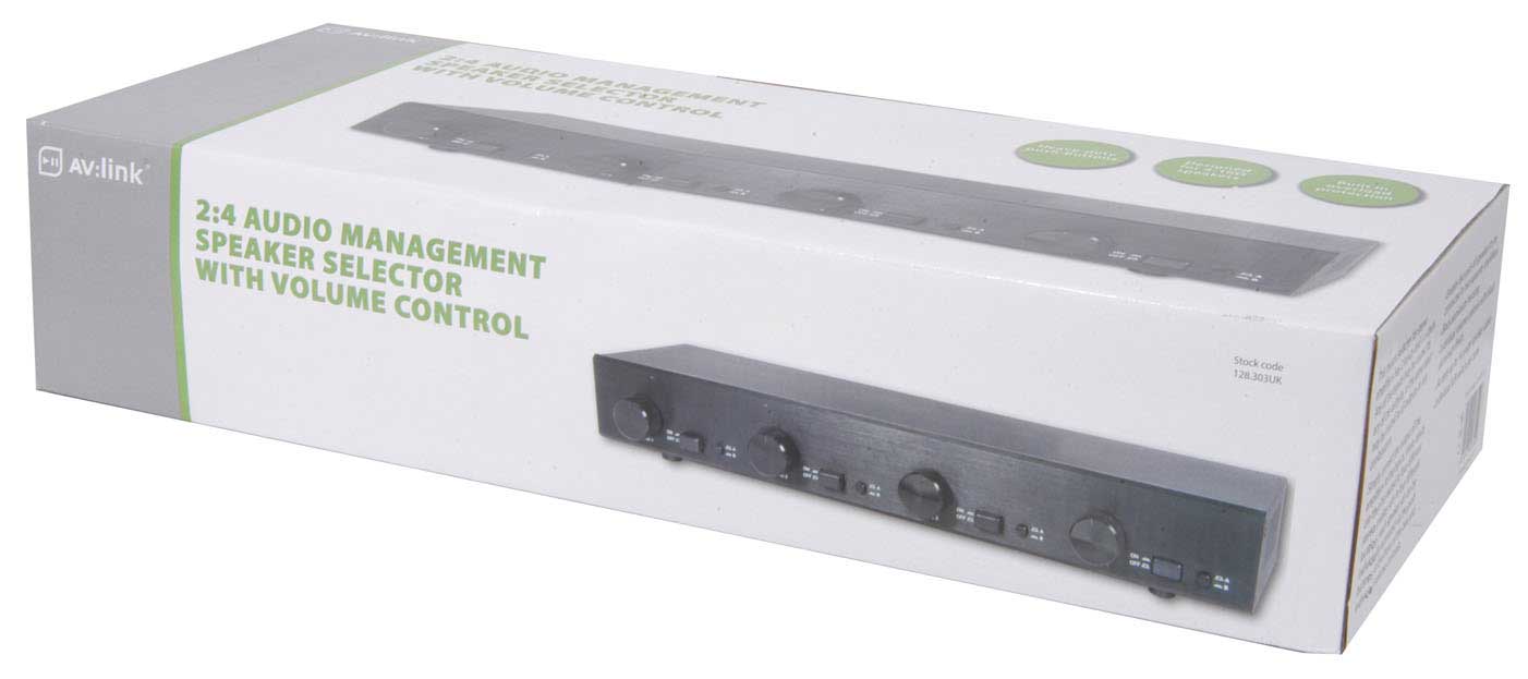 4 Zone Speaker Selector With Volume Control, Switch Box Hifi Stereo Distribution 128.303 B
