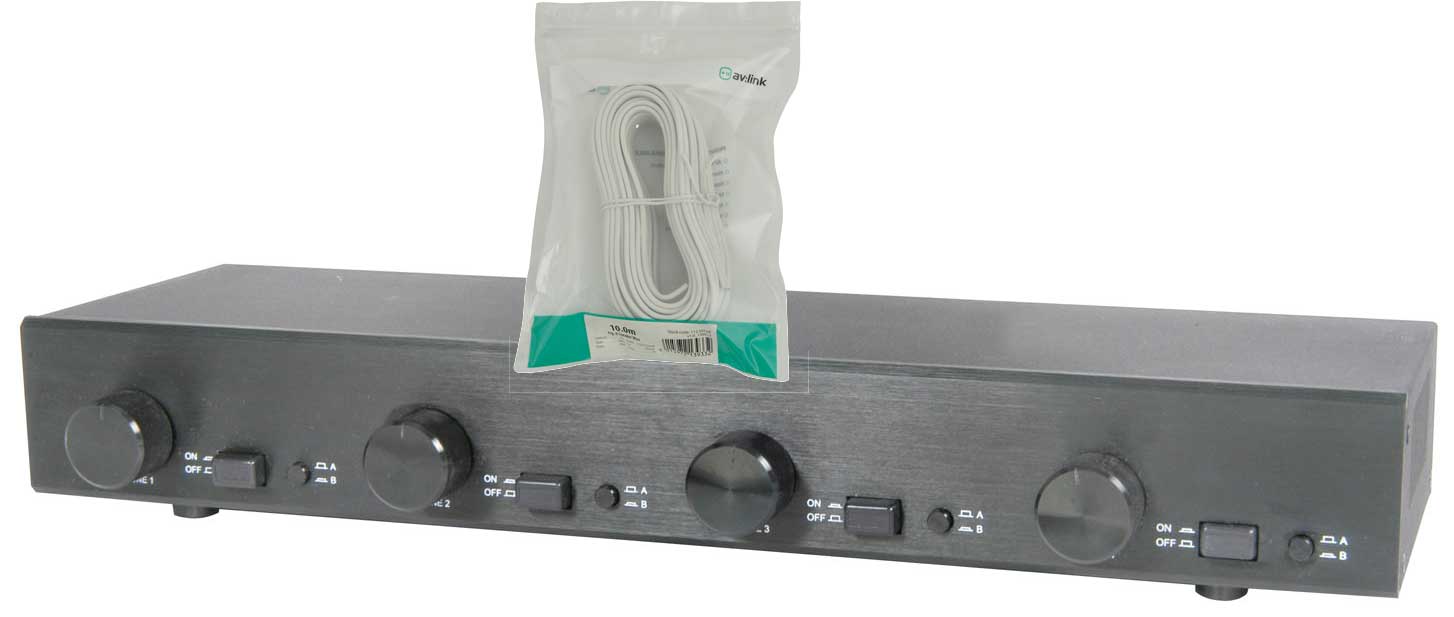4 Zone Speaker Selector With Volume Control, Switch Box Hifi Stereo Distribution 128.303 B
