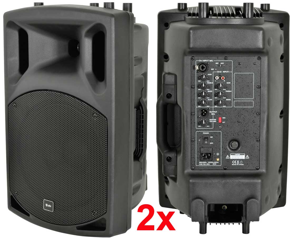 Pair DJ 12 Inch ABS Active PA Speakers Disco Party Sound System 800W