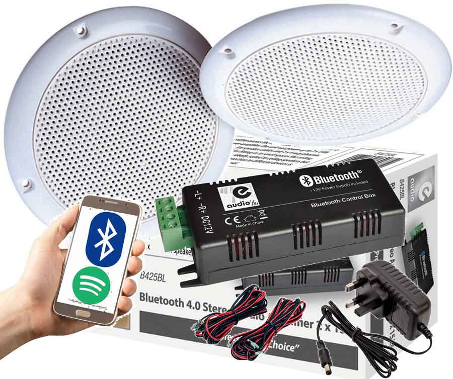 12V Wireless Bluetooth Audio Stereo Caravan Motorhome Camper Speaker Kit