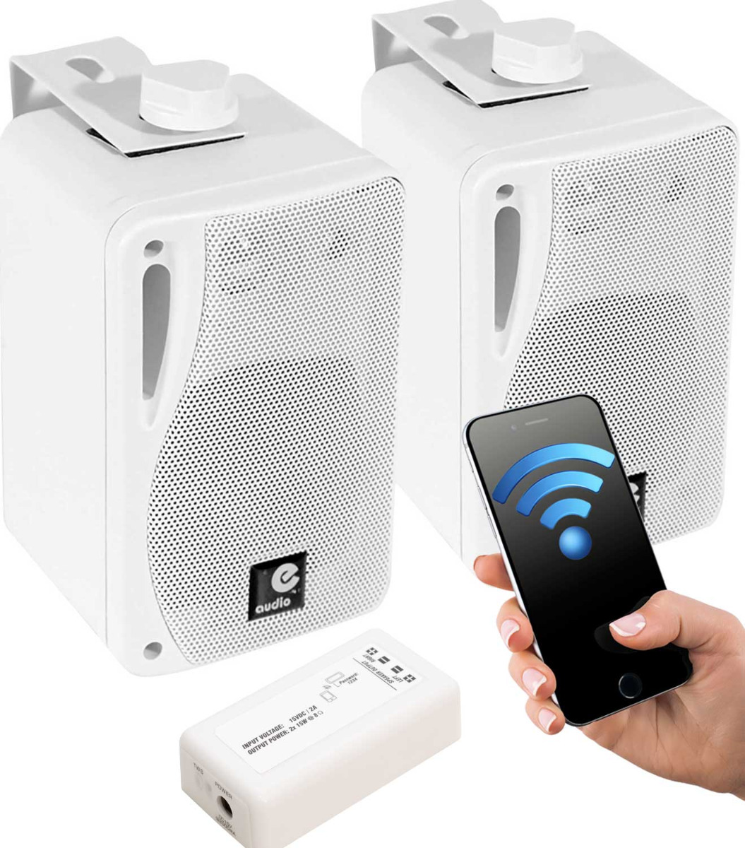 Bluetooth Wall Speakers and Bluetooth Amplifier System Indoor Outdoor 3" White