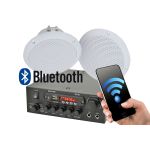 QTX Bluetooth Amplifier & Ceiling Speakers for Bathroom, Kitchen, Sauna 103.122B