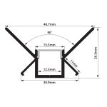 2m Aluminium LED Tape Light Profile Internal Corner Plaster-in