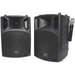 QTX PAV10 Portable Karaoke PA Speaker System Bluetooth SD USB CD DVD + UHF Mics