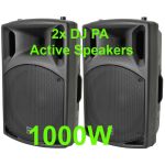 2x DJ 15" Inch ABS Active PA Speakers Disco Party Sound System 1000W