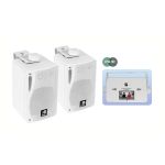 Pair 3" 3-Way Wall Speakers and Brackets Background PA Music Home HiFi 80w White