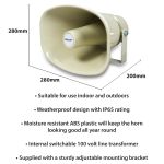 Eagle 100V ABS Rectangular Horn Speaker Ivory Colour P111CG