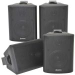 4x 4” 2 Way Stereo Speakers *70W 8Ohm* Black Wall Mounted Background Music Hi-Fi