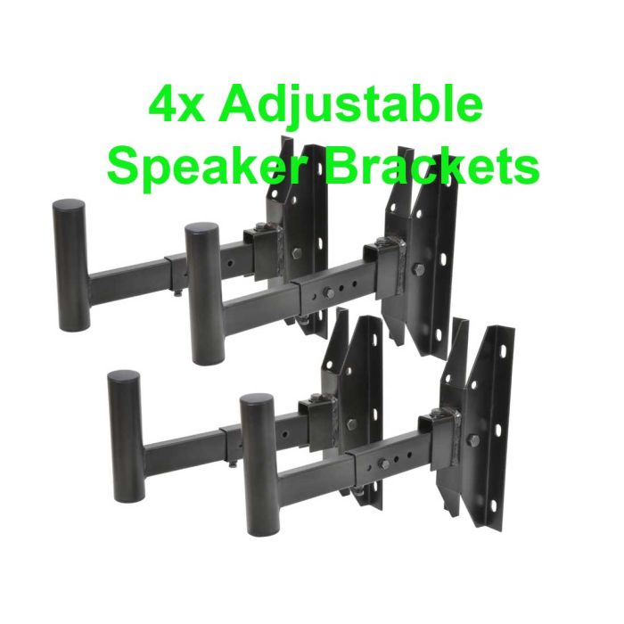 4 x ADJUSTABLE SPEAKER 35mm WALL BRACKETS Max Load 50kg Vertical Extend 129.097