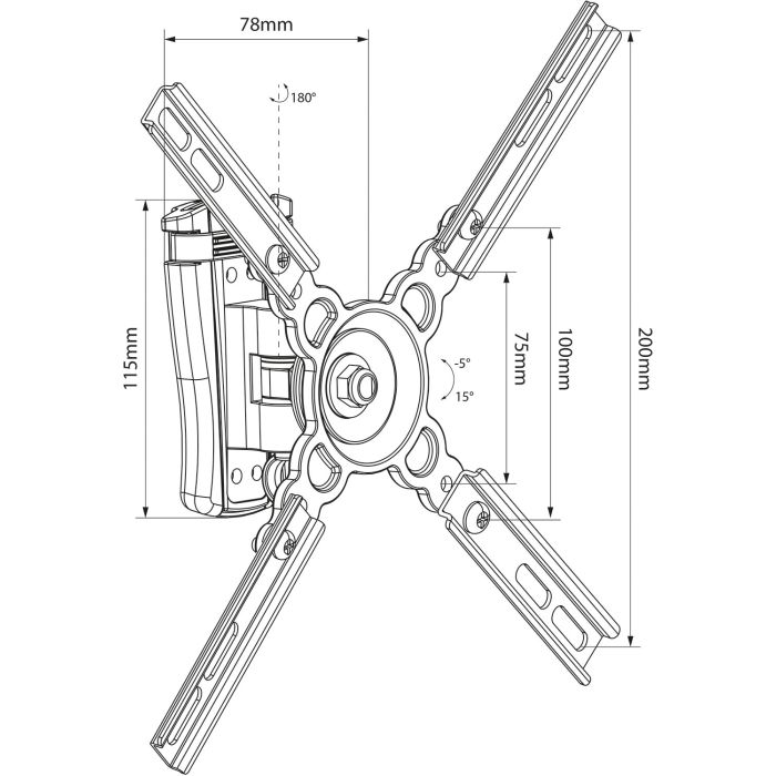Avlink Hqs201 Compact Full Motion Tv/monitor Wall Bracket Vesa 200x200 13" To 40"
