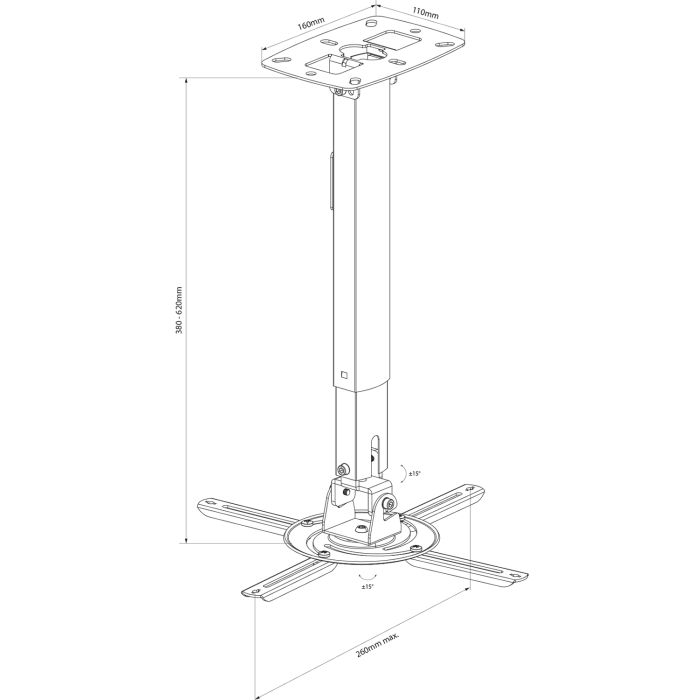 Projector Ceiling Bracket With Drop Pole, Avlink Pjm620