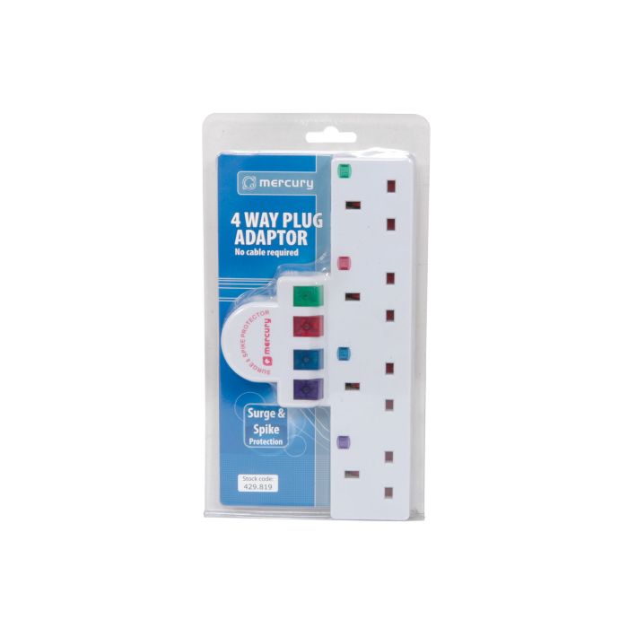 Mercury Plug-in 4 Way Mains Adaptor