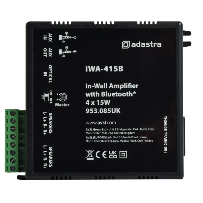 Adastra Iwa415b In-wall Music Amplifier With Bluetooth 4X 15w