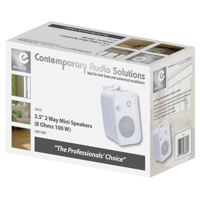E-audio 3.5" 2 Way Mini Speakers 8ohms 100W White Pair