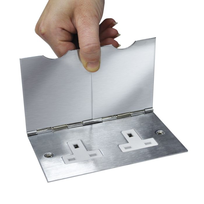Floor Socket 2 Gang 13 A Satin Chrome