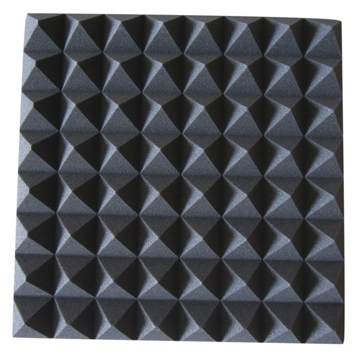 Acoustic Foam Tile Pyramid Style Black Sound Proofing 50 x 50cm