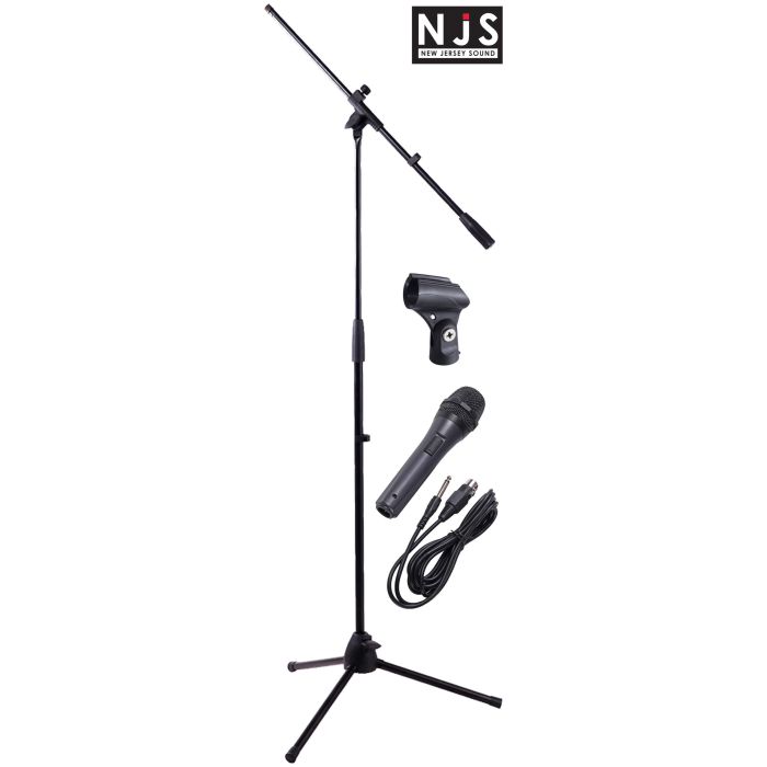 NJS Professional Complete Dynamic Microphone and Mic Stand Kit