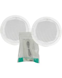 2x in Ceiling Wall Surround Sound Speakers  White + 10M Cable 100.031B