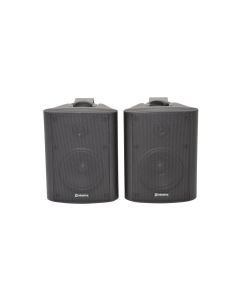 Black Wall Speakers Set Pair Weatherproof Outdoor Garden Background Music