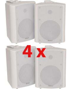 4x White Stereo Background Corner Speakers