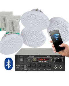 4x 5inch Ceiling Speakers, Stereo Bluetooth Amplifier and Cables 103.122 B13