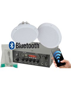  2 x Ceiling Speaker Cafe Restaurant Bluetooth Amplifier System Kit