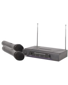 Dual Wireless Microphones VH2 Cordless 2 Mics + Carry Case Karaoke DJ PA Set, VH2