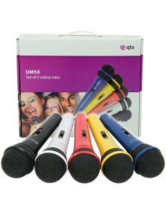 SET OF 5 DYNAMIC HANDHELD MICROPHONES - VOCAL KARAOKE PA QTX SOUND DM5X 173.854
