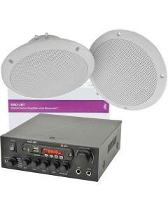QTX Bluetooth Amplifier & Ceiling Speakers for Bathroom, Kitchen, Sauna 103.122B