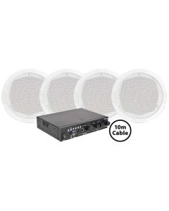 4x White Ceiling Speakers, Bluetooth Amplifer Cable kit