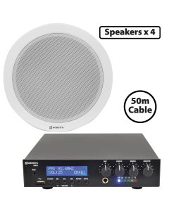 4x White Ceiling Speaker , Bluetooth Amplifier,Cable Kit