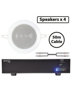 4x 100V Line 3inch Ceiling Speaker Amplifier Package