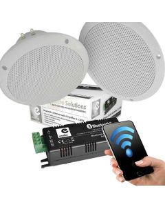60w Bathroom Wireless Bluetooth Amplifier, 2x White Ceiling Speakers b429BL B1