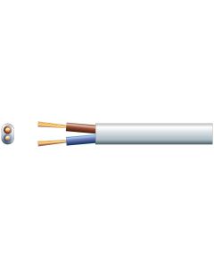 Mercury 2 Core Oval Mains Pvc 2 X 24/0.2mm 6a White 100m