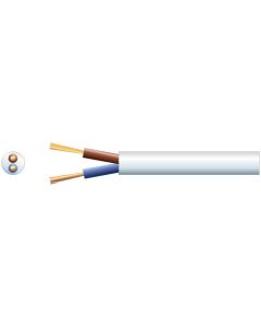 Mercury 2 Core Round Mains Pvc 2 X 24/0.2mm 6a 5.8mm Dia White 100m