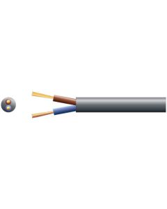 Mercury 2 Core Round Mains Pvc 2 X 24/0.2mm 6a 5.8mm Dia Black 100m