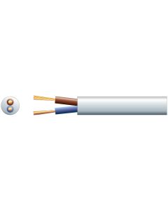 Mercury 2 Core Round Mains Pvc 2 X 32/0.2mm 10a 6.4mm Dia White 100m
