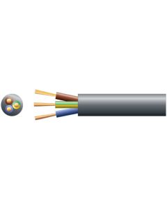 Mercury 3 Core Round Mains Pvc 3 X 48/0.2mm 15a 8.7mm Dia Black 100m