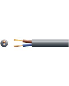 Mercury 2 Core Round Mains Pvc 2 X 24/0.2mm 6a 6.35mm Dia Black 100m