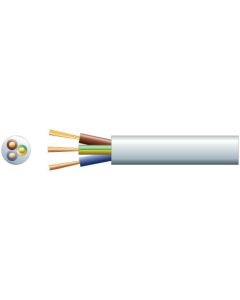 Mercury 3 Core Round Mains Pvc 3 X 40/0.2mm 13a 7.8mm Dia White 100m