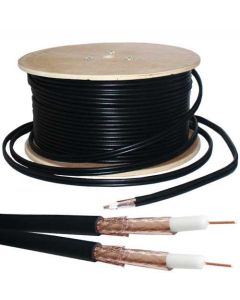 Mercury Twin Sat/cctv Foamed Pe Coaxial Cable With Cu Braid - 100m Black