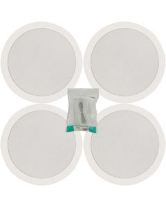 4x Ceiling Speakers White 6.5" Quick Fit 2 Way 100W 8ohm/100v + Cable 952.153 B