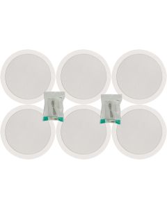 6x Ceiling Speakers White 6.5" Quick Fit 2 Way 100W 8ohm/100v + Cable 952.153 B
