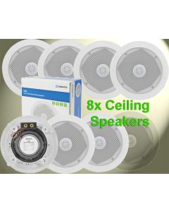  8 x CEILING SPEAKERS Surround Sound 80W 2-Way Easy Fit 5.25" 13cm  952.528 B