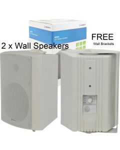 2x White Adastra bp6v-W 100v 6.5in Background 120w Abs PA Speakers