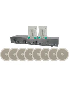 8x In Ceiling Wall AV Speakers + 4 Zone Speaker Selector Switch + Cable 128.303B