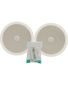 2x Ceiling Wall Surround Sound Speakers 8inch 120w White + Cable 952.543 B