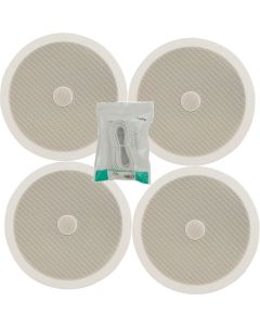 4x Wall Surround Sound Hifi Ceiling Speakers 8inch 100w White + Cable 952.543B52.543 B